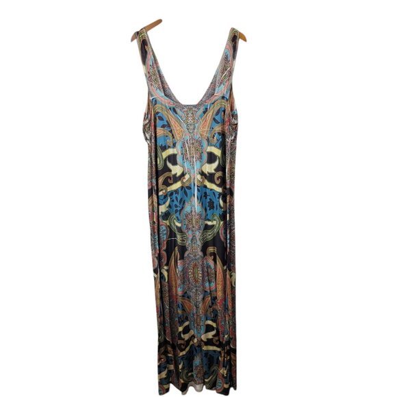 Vintage Y2K Tank Dress XL Stretch Studded Collar Romantic Maxi Long Geometric - Picture 6 of 8